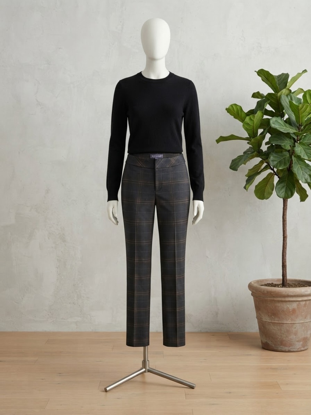 NYDJ Women's Plaid Straight-Leg Pants in Charcoal Plaid